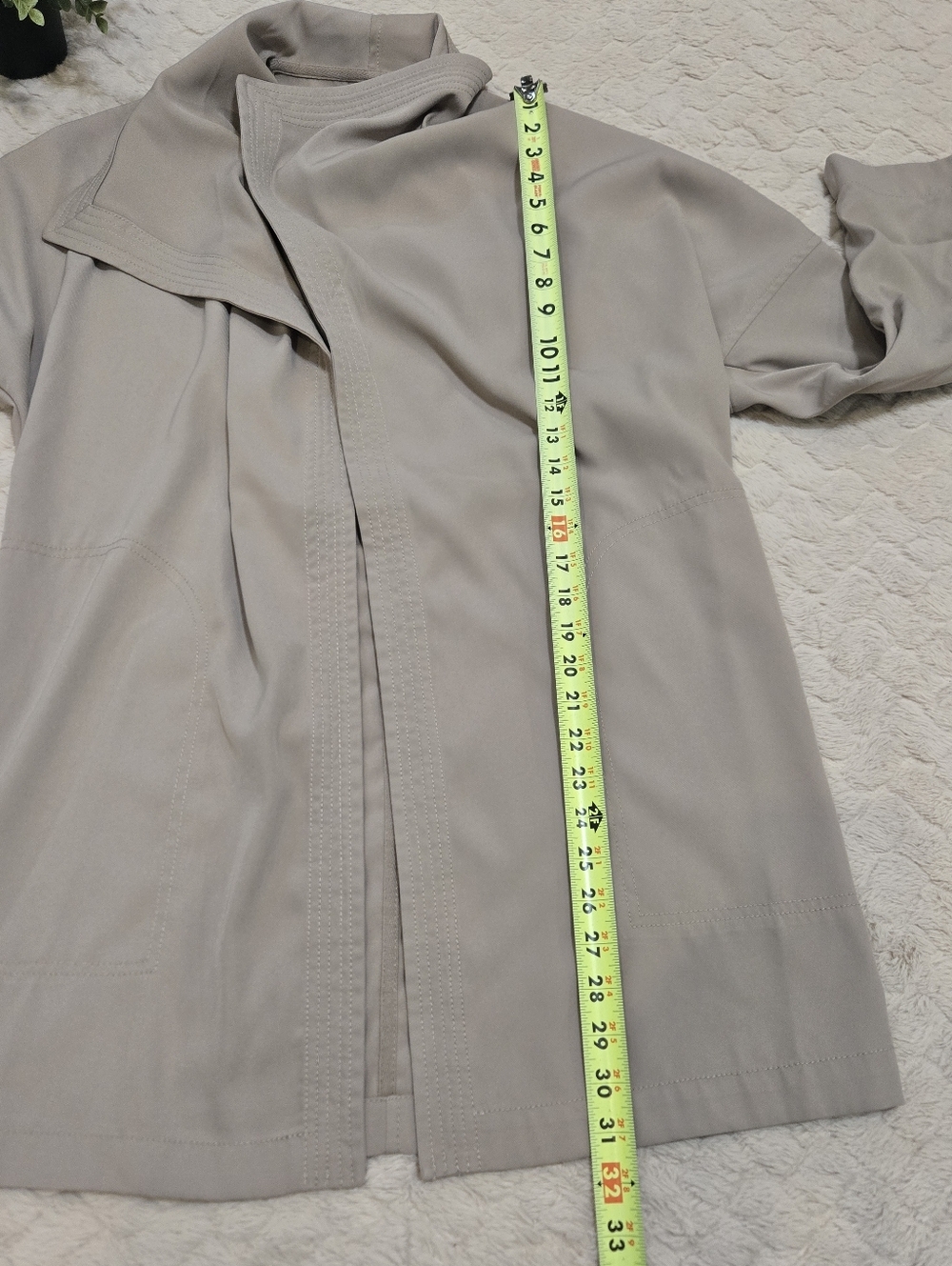 Max Studio Tan Draped Open Front Flowy Jacket - Picture 4 of 8